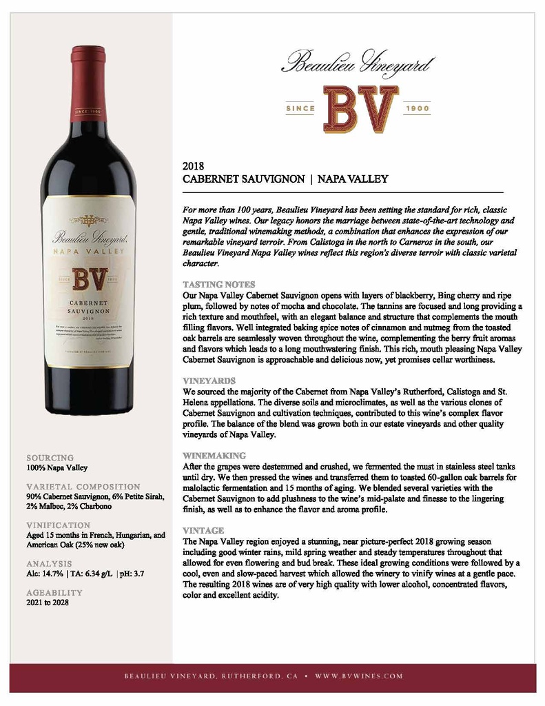 Bv cabernet sauvignon 2014 outlet